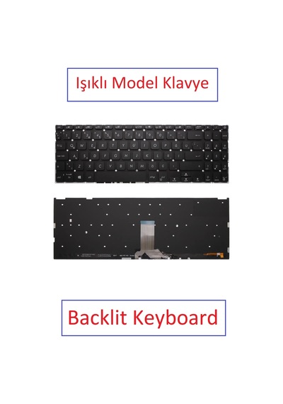 Siyah-ışıklı, Notebook Klavye - Asus X515ja-ej505t, X515ja-ej505w Muadili İle Uyumlu