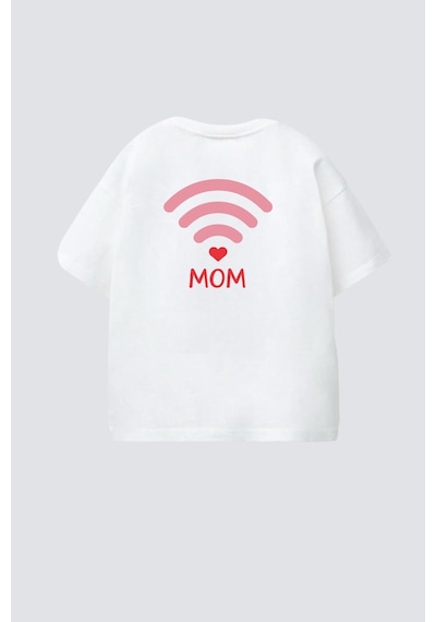 Monila Unisex Çocuk Pamuklu Bisiklet Yaka T-shirt Beyaz - Pembe