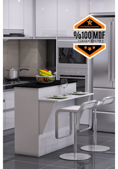 Mutfak Masası Ada Şeklinde Bar Masa Ile Birlikte Azure Mdf Siyah Mutfak Masası Ada Şeklinde Bar Masa Ile Birlikte Azure Mdf Siyah