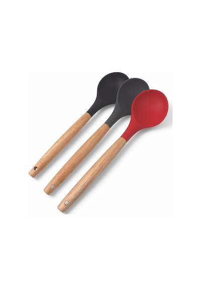 Deconox Bambu Saplı Silikon Servis Kaşığı, Bambu Uzun Silikon Servi Kaşığı 28cm 3 Renk Seçenekli, Yemeklerinizi Servis Etmek İçin Silikon Servis Kaşığı Kırmızı Sku: Smg8690010532367