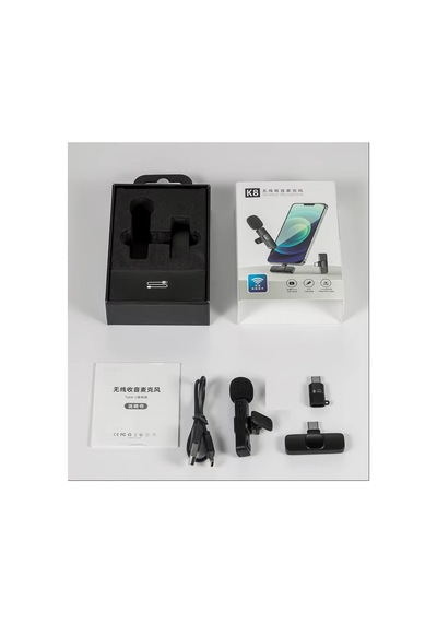 Apple iPhone Uyumlu  İpad Android Kablosuz Tekli Yaka Mikrofonu Lightning-type C Girişli Youtube Video Canlı Yayın