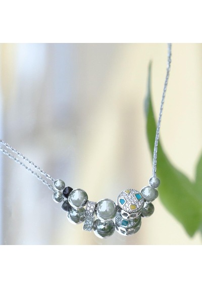 Zirkon Taşlı Charm Gümüş Kolye Gümüş