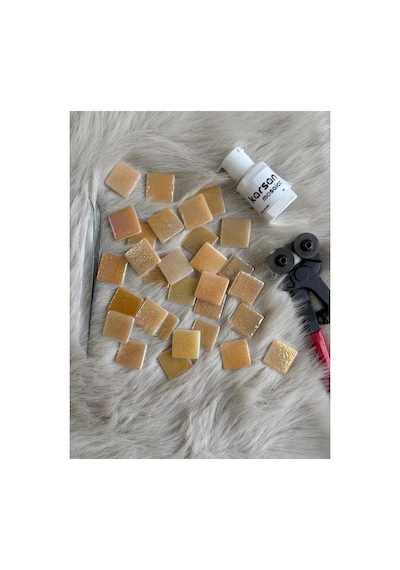 Sanatsal Mozaik Balrengi 2,5x2,5cm Mozaik Sanatı Malzeme 100gr