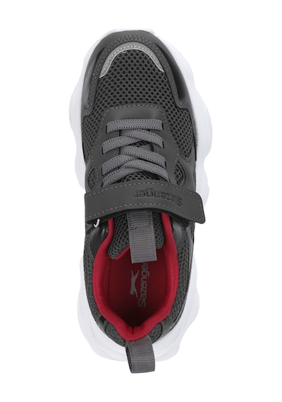 Slazenger Fast Track I Unisex Çocuk Cırt Cırtlı Koyu Gri / Kırmızı Günlük Spor Ayakkabısı