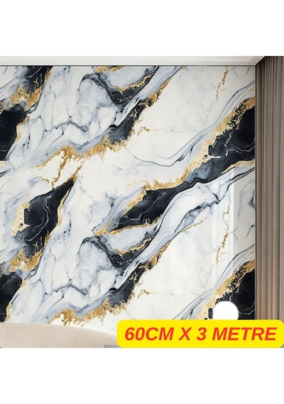60cm X 3 Metre Tek Parça Yapışkanlı Rulo Moss Duvar Paneli Kağıdı Silinebilir Salon Ofis Cf-1072 Siyah
