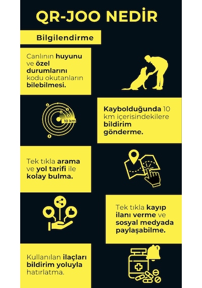 Petjoo 29.Foks Mavi-Sarı Qr'lı Köpek Künyesi