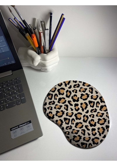 Leopar Desenli Bilek Destekli Mouse Pad Mousepad