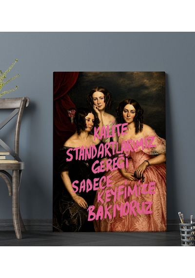 Bk Gift Vintage Klasik Sanat Esprili Sözlü Dekoratif Kanvas Tablo - 43 Çok Renkli