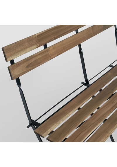 Katlanabilir Bahçe Bankı, Siyah-kahverengi, 100x46x82 Cm, Mindersiz Siyah
