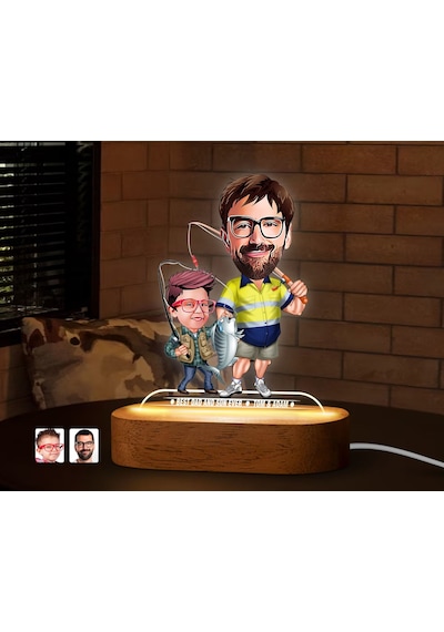 Bk Gift Kişiye Özel Baba-oğul Karikatürlü Dekoratif 3d Biblo Led Işıklı Gece Lambası-13, Babaya Hediye, Babalar Günü Hediyeleri Kobitmeyen138265 Bk Gi