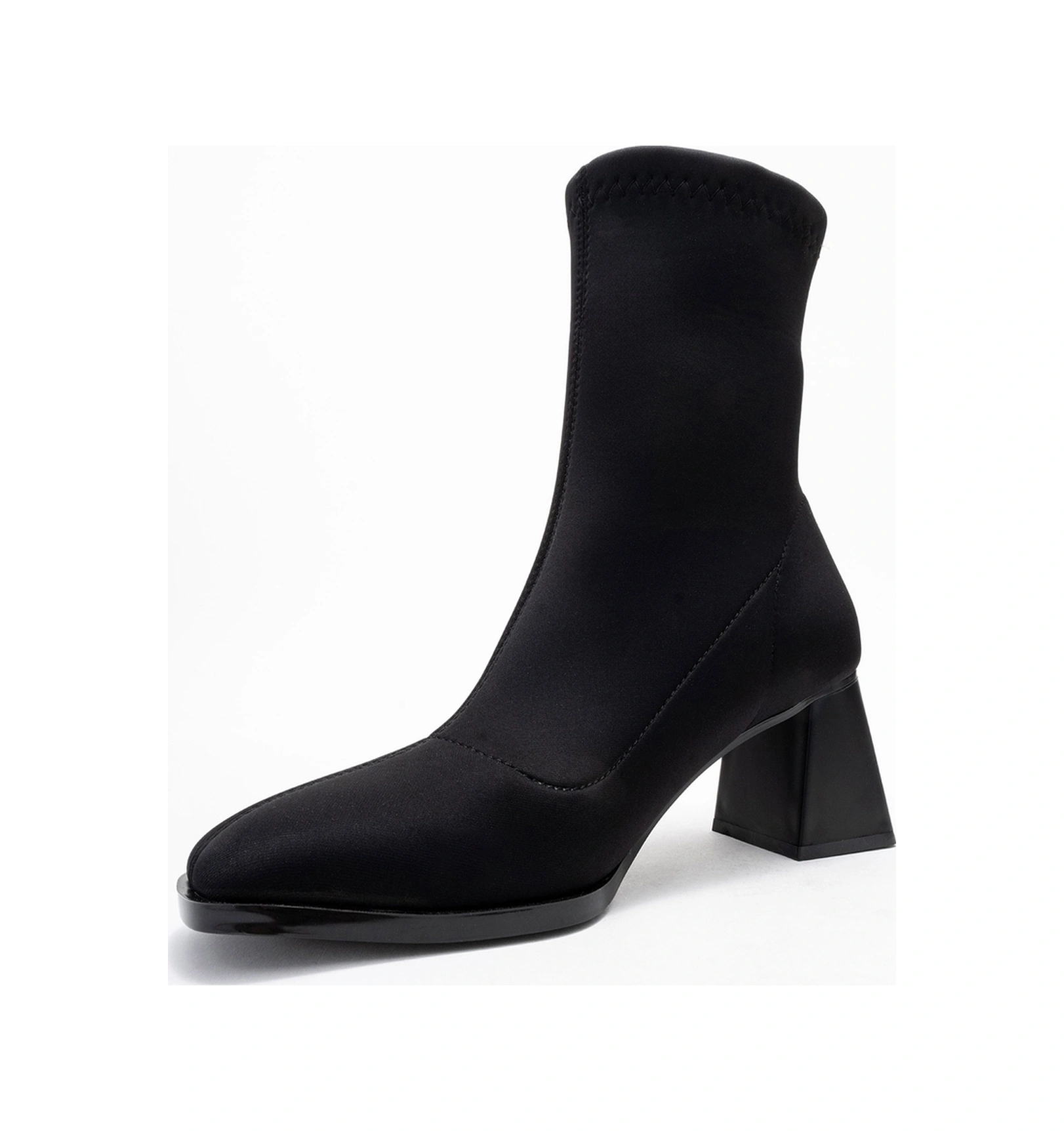 Luvishoes Luvi Shoes Plesa Siyah Scuba Kadın Kalın Topuklu Bot Siyah Nice