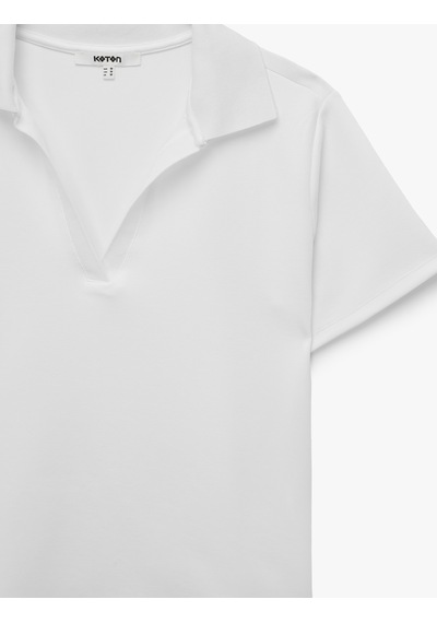 Koton Regular Fit Kısa Kollu Polo Yaka Tişört Beyaz 7wak50070ek