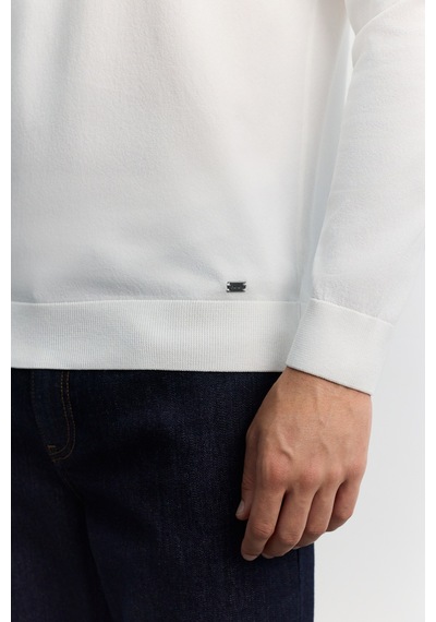 Avva Erkek Ekru Polo Yaka Fermuarlı Rayon Tüylenmeyen Basic Triko Regular Fit Kazak B005150
