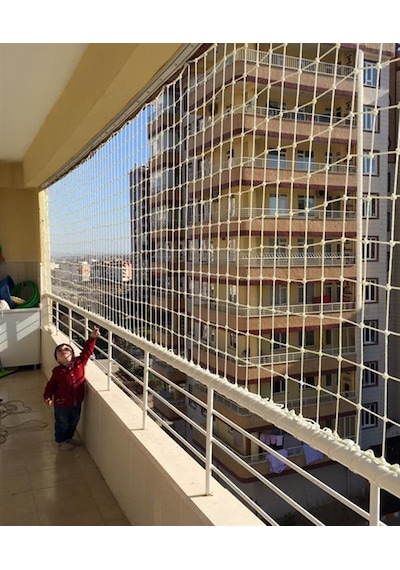 Allmart File 6 Mm İp Kalınlıklı Güvenlik Filesi - 5x5 CM Balkon, Çocuk ve Kedi Koruma Filesi Yüksek Mukavemetli