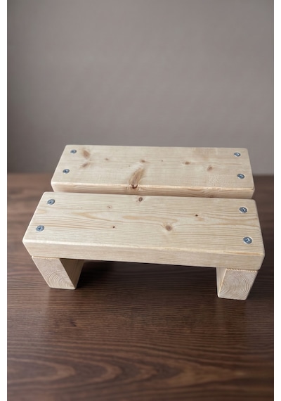 Nest Woodtr Doğal Ahşap Tek Katlı Basamak Tabure Yükseltici 30x25x15cm 1adet