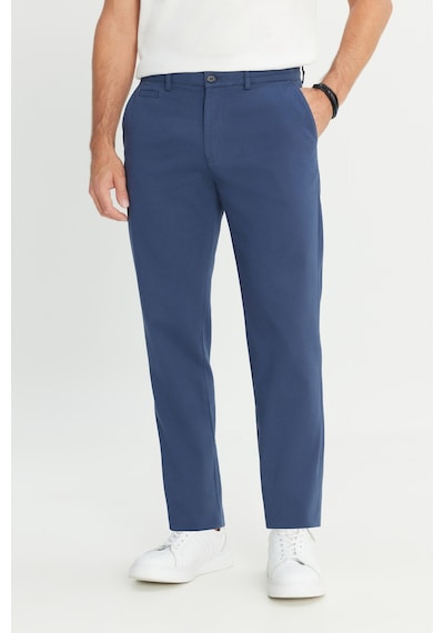 AC&Co / Altınyıldız Classics Erkek Indıgo Pamuklu Comfort Fit Rahat Kesim Yan Cepli Armürlü Esnek Pantolon İndigo