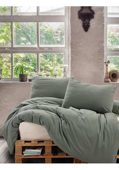 Cotton Box Neat Çift Kişilik Nevresim Takımı Mint-Krem
