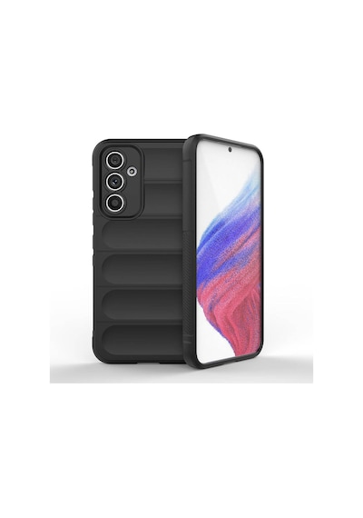 Samsung Uyumlu GalaxyA54 Kılıf Kamera Korumalı Esnek Silikon Parmak Şeritli Celikaksesuar Siyah