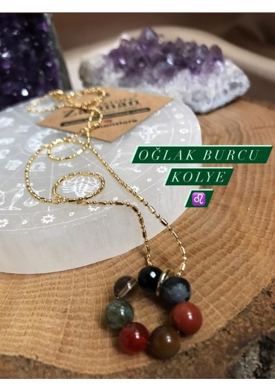 Sertifikalı Oğlak Burcu Doğal Taş Kolye Çok Renkli