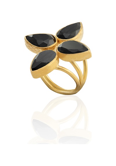 Kadir Jewellery 22 Ayar Altın Kaplama Zirkon Taşlı Kadın Otantik Yüzük Siyah 69573566