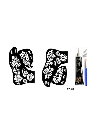 Hint Kınası Ve Şablonla Geçici Dövme Yapma Seti Set 51