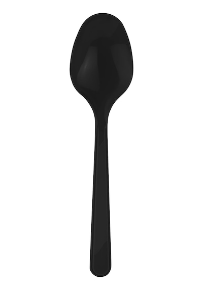 Plastik Siyah Kaşık - Parti Davet Piknik Çorba Yemek Kaşığı - 18 Cm. - 100'lü 10 Paket Siyah