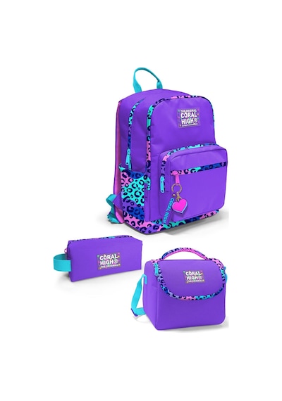 Coral High Mor Leopar Desenli 3 Lü Okul Çanta Seti Set0123632