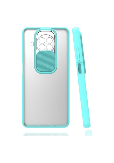 Kilifone - Xiaomi Uyumlu Redmi Note 9 Pro 5g - Kılıf Slayt Sürgülü Arkası Buzlu Lensi Kapak - Turkuaz