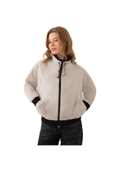 Firststops Kadın Taş Dik Yaka Su Ve Rüzgar Geçirmez Oversize Crop Mevsimlik Yağmurluk Rüzgarlık Taş