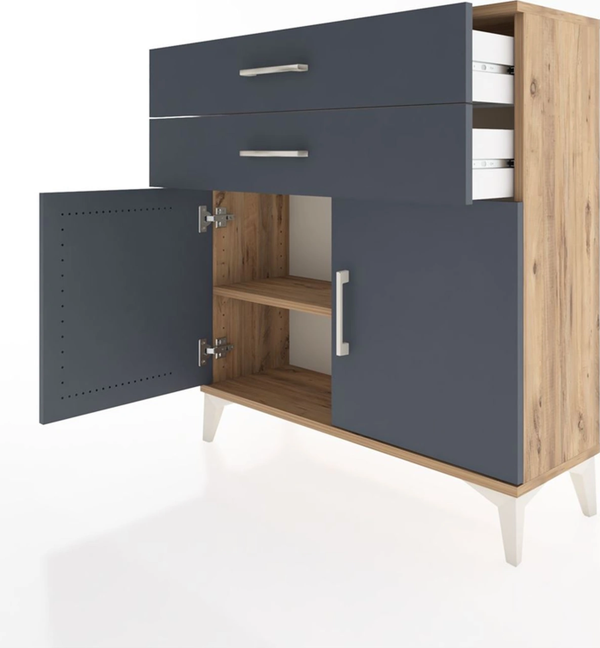Arges Şifonyer Tek Raflı 2 Çekmeceli 2 Kapaklı 88x30x96 Çam-a... Çam