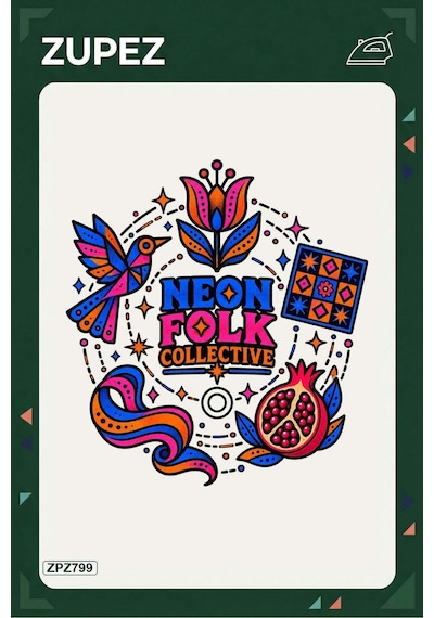 Zpz799 Neon Folk Collective Ütüyle Uygulanabilir Transfer Baskı - 911529671