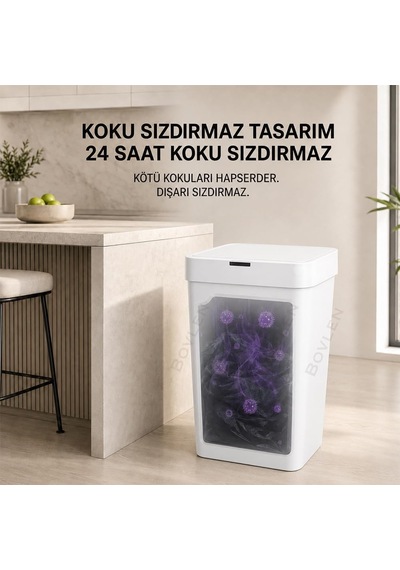 Ultra Mega Boy Otomatik Hareket Sensörlü Çöp Kovası, Banyo Çöp Kovası, Çocuk Odası Çöp Sepeti, Çöp Kutusu, Çok Renkli