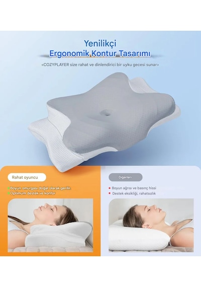 Premium Ortopedik Yastık Konturlu Boyun Yastığı, Hafızalı Köpük, Ergonomik Boyun Ve Omuz Desteği, Serinletici Ve Kokusuz, Yan Ve Sırtüstü Yatanlar İçin Gri - Beyaz Premium Ortopedik Yastık Konturlu Boyun Yastığı, Hafızalı Köpük, Ergonomik Boyun Ve Omuz Desteği, Serinletici Ve Kokusuz, Yan Ve Sırtüstü Yatanlar İçin Gri - Beyaz