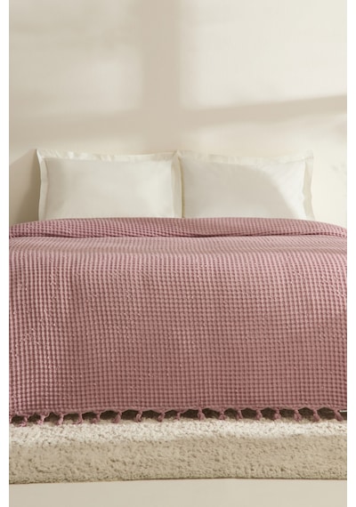 Karaca Home Mady %100 Cotton Waffle Çift Kişilik Tek Pike Pembe Pembe