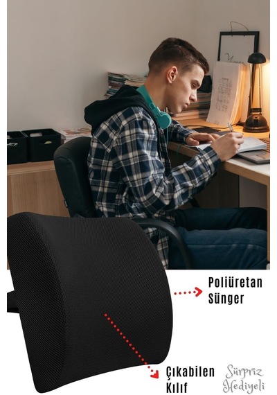 Overpazar Sırt Yastığı Sırt Minderi Sandalye Yastığı Koltuk Sırt Minderi Ortopedik Minder Bel Minderi 34x36 CM