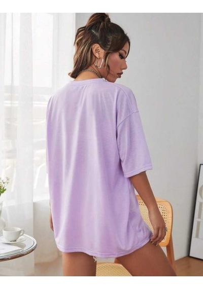 Noıssey Mor New York Baskılı Oversize Unisex