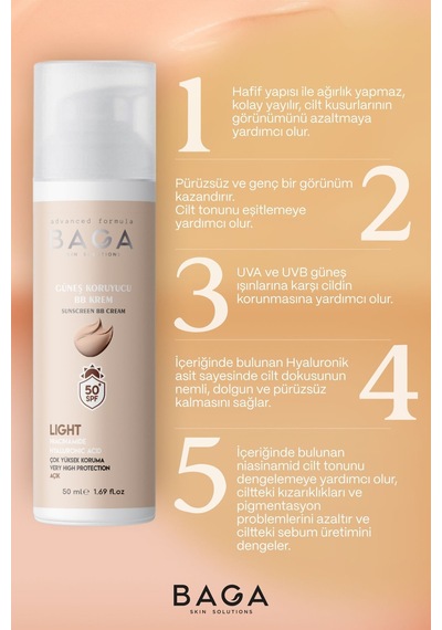 50+spf Bb Krem Light Leke Oluşumunu Önlemeye Yardımcı Olur, Aydınlık Ve Canlılık Sağlar Diğer