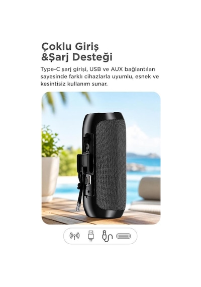 Bluetooth Hoparlör Kablosuz Taşınabilir Ses Bombası Tws Usb Tf D47 Kırmızı