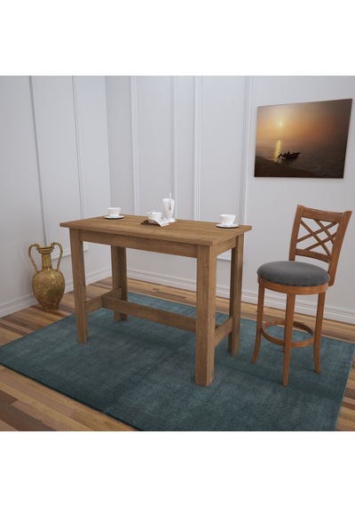 Pasific Home Barra Bar Masası Yüksek Yemek Masası, Koyu Meşe, 120x60