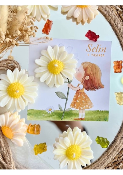Bernami Mumluk Şamdanpinterest 25 Adet Özel Tasarlanmış Kart Ve Papatya Mum. Bebek Doğum, Babyshower, Doğum Günü, Hediyel Diğer