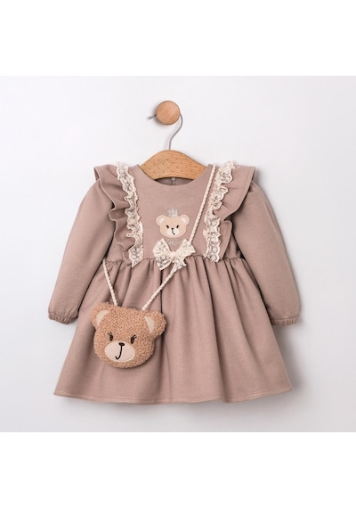Cumino Kız Bebek Toffee Elbise Cmn-3737 Kahverengi
