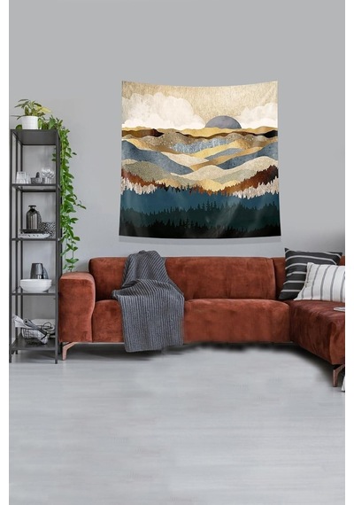 Pelangi Gold Doğan Güneş Leke Tutmaz Kadife Kumaş Duvar Örtüsü Duvar Halısı Tapestry Kwll323, 35 X 50 Diğer