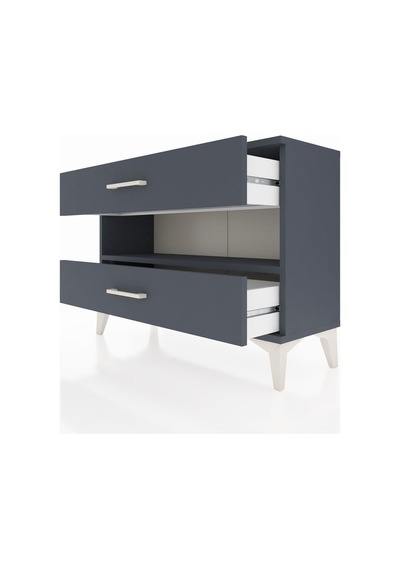 Arges Şifonyer Tek Raflı 2 Çekmeceli 88x30x64 Antrasit-antrasit Antrasit