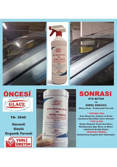 Ta-3045 Su Lekesi Ve Kireç Premium Oto & Ev Beton Suyu Ve Kireç Sökücü 1000 Ml 1 Litre Kireç Ve Su Lekesi Temizleyici - Parlak Yüzey Ve Camlar İçin Güçlü Formül