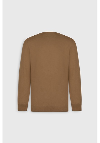 AC&Co / Altınyıldız Classics Erkek Camel Standart Fit Normal Kesim Bisiklet Yaka Triko Kazak CAMEL