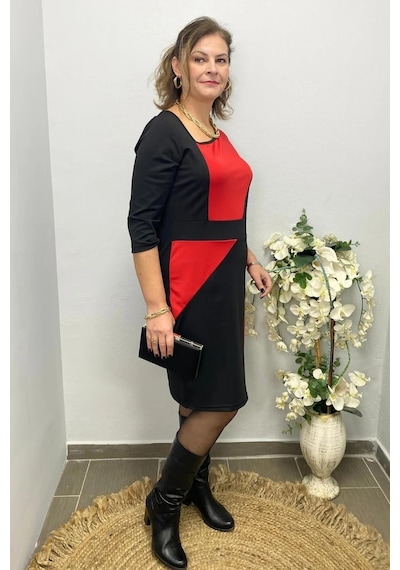 Mia Butik Kadın Siyah - Kırmız Özel Tasarım Doren Elbise Siyah