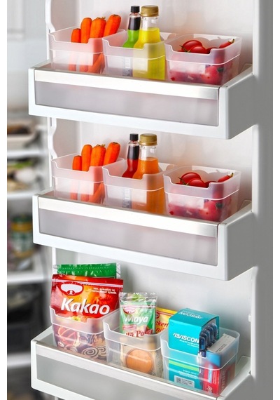 Büyük Boy 12'li Çok Amaçlı Buzdolabı Kapak Içi Düzenleyici Kutu -çok Amaçlı Organizer 0,95ml Şeffaf