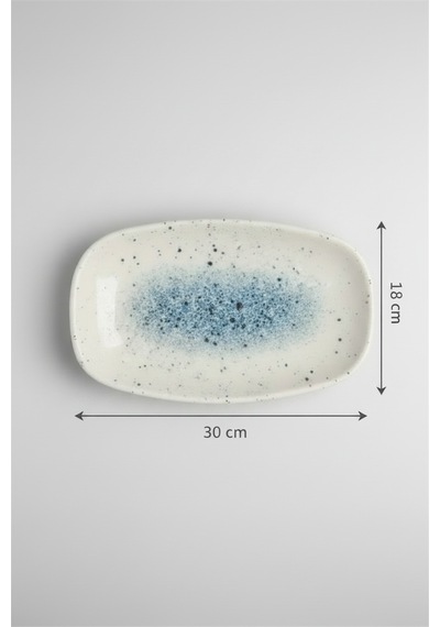 6'lı Valencia Oval Kayık Tabak 30cm Dijital Splash Rinart Krem