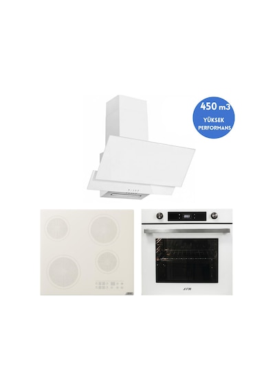 Alveus Afm Serisi Loreo Vitro  FM3301W + V6-05 + FM7701 Elektrikli Cam Beyaz Ankastre Set