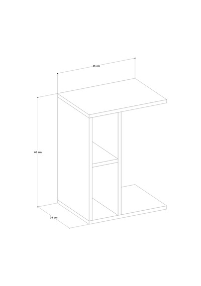 Raflı C Yan Sehpa, %100 Mdf Beyaz & Sonoma/beyaz & Sonoma / Gri Beyaz - Meşe